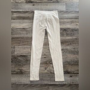 White Ribbed Leggings